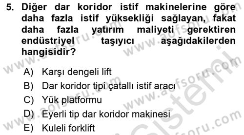 Lojistikte Teknoloji Kullanımı Dersi 2020 - 2021 Yılı Yaz Okulu Sınav Soruları 5. Soru