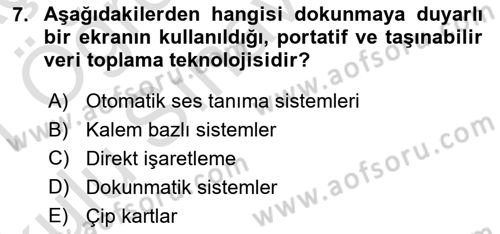 Lojistikte Teknoloji Kullanımı Dersi 2020 - 2021 Yılı Yaz Okulu Sınav Soruları 7. Soru