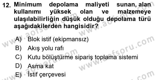Lojistikte Teknoloji Kullanımı Dersi 2021 - 2022 Yılı (Vize) Ara Sınav Soruları 12. Soru
