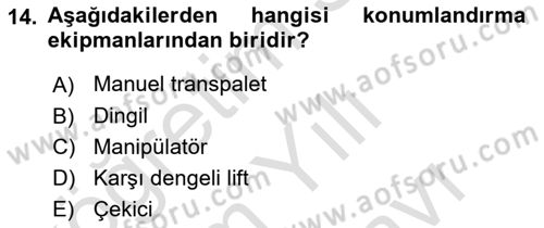 Lojistikte Teknoloji Kullanımı Dersi 2021 - 2022 Yılı (Vize) Ara Sınav Soruları 14. Soru