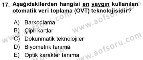 Lojistikte Teknoloji Kullanımı Dersi 2021 - 2022 Yılı (Vize) Ara Sınav Soruları 17. Soru