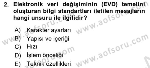 Lojistikte Teknoloji Kullanımı Dersi 2021 - 2022 Yılı (Vize) Ara Sınav Soruları 2. Soru