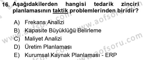 Lojistikte Teknoloji Kullanımı Dersi 2021 - 2022 Yılı (Final) Dönem Sonu Sınav Soruları 16. Soru