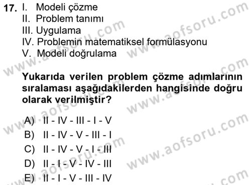 Lojistikte Teknoloji Kullanımı Dersi 2021 - 2022 Yılı (Final) Dönem Sonu Sınav Soruları 17. Soru
