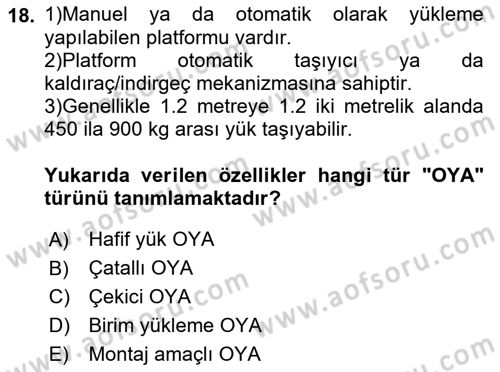 Lojistikte Teknoloji Kullanımı Dersi 2021 - 2022 Yılı (Final) Dönem Sonu Sınav Soruları 18. Soru