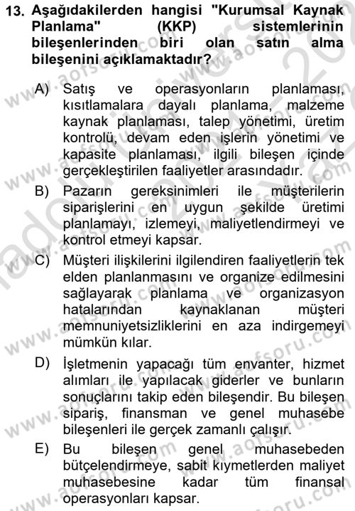 Lojistikte Teknoloji Kullanımı Dersi 2021 - 2022 Yılı Yaz Okulu Sınav Soruları 13. Soru