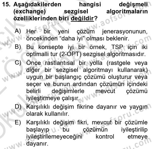 Lojistikte Teknoloji Kullanımı Dersi 2021 - 2022 Yılı Yaz Okulu Sınav Soruları 15. Soru
