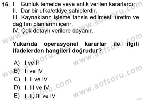 Lojistikte Teknoloji Kullanımı Dersi 2021 - 2022 Yılı Yaz Okulu Sınav Soruları 16. Soru
