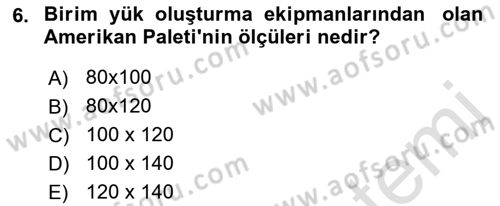 Lojistikte Teknoloji Kullanımı Dersi 2021 - 2022 Yılı Yaz Okulu Sınav Soruları 6. Soru