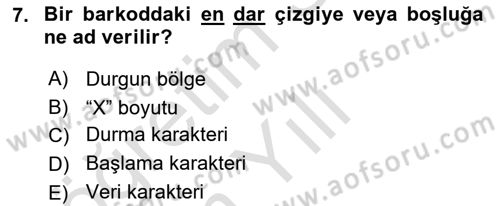 Lojistikte Teknoloji Kullanımı Dersi 2021 - 2022 Yılı Yaz Okulu Sınav Soruları 7. Soru