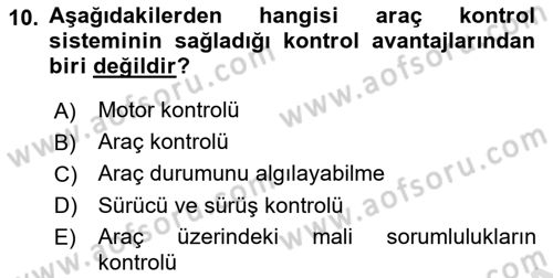 Lojistikte Teknoloji Kullanımı Dersi 2022 - 2023 Yılı Yaz Okulu Sınav Soruları 10. Soru