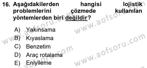 Lojistikte Teknoloji Kullanımı Dersi 2022 - 2023 Yılı Yaz Okulu Sınav Soruları 16. Soru