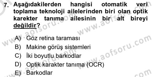 Lojistikte Teknoloji Kullanımı Dersi 2022 - 2023 Yılı Yaz Okulu Sınav Soruları 7. Soru
