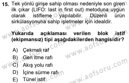Lojistikte Teknoloji Kullanımı Dersi 2023 - 2024 Yılı (Vize) Ara Sınav Soruları 15. Soru