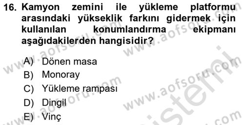 Lojistikte Teknoloji Kullanımı Dersi 2023 - 2024 Yılı (Vize) Ara Sınav Soruları 16. Soru
