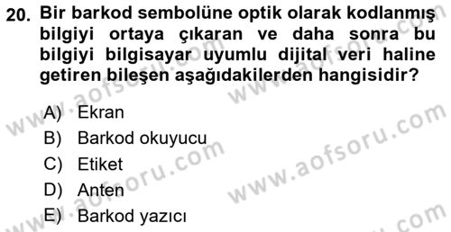 Lojistikte Teknoloji Kullanımı Dersi 2023 - 2024 Yılı (Vize) Ara Sınav Soruları 20. Soru