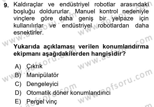 Lojistikte Teknoloji Kullanımı Dersi 2023 - 2024 Yılı (Vize) Ara Sınav Soruları 9. Soru