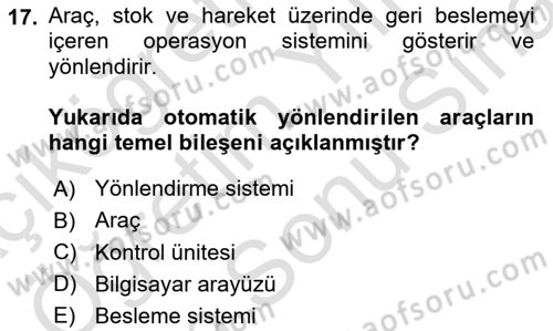 Lojistikte Teknoloji Kullanımı Dersi 2023 - 2024 Yılı (Final) Dönem Sonu Sınav Soruları 17. Soru