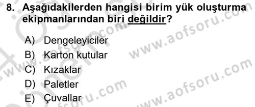 Lojistikte Teknoloji Kullanımı Dersi 2023 - 2024 Yılı (Final) Dönem Sonu Sınav Soruları 8. Soru
