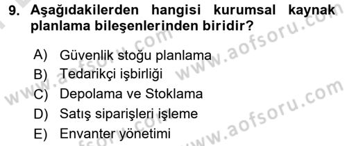 Lojistikte Teknoloji Kullanımı Dersi 2023 - 2024 Yılı (Final) Dönem Sonu Sınav Soruları 9. Soru