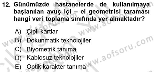 Lojistikte Teknoloji Kullanımı Dersi 2023 - 2024 Yılı Yaz Okulu Sınav Soruları 12. Soru
