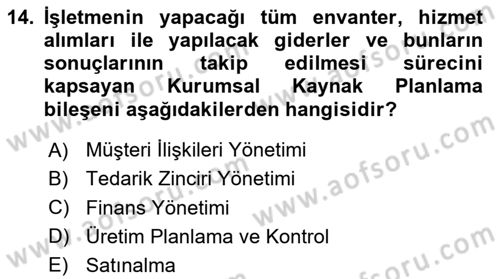 Lojistikte Teknoloji Kullanımı Dersi 2023 - 2024 Yılı Yaz Okulu Sınav Soruları 14. Soru