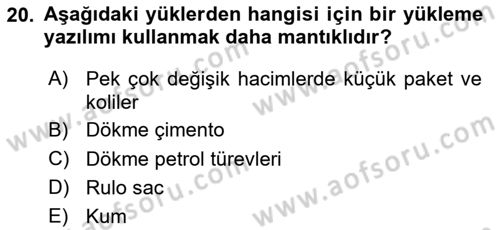 Lojistikte Teknoloji Kullanımı Dersi 2023 - 2024 Yılı Yaz Okulu Sınav Soruları 20. Soru
