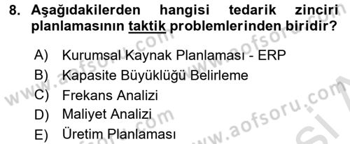 Lojistikte Teknoloji Kullanımı Dersi 2023 - 2024 Yılı Yaz Okulu Sınav Soruları 8. Soru