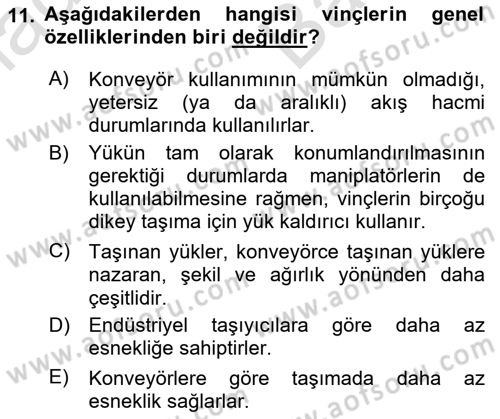 Lojistikte Teknoloji Kullanımı Dersi 2024 - 2025 Yılı (Vize) Ara Sınav Soruları 11. Soru