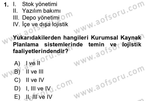 Lojistikte Teknoloji Kullanımı Dersi 2024 - 2025 Yılı (Final) Dönem Sonu Sınav Soruları 1. Soru