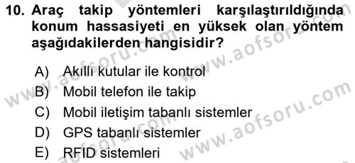 Lojistikte Teknoloji Kullanımı Dersi 2024 - 2025 Yılı (Final) Dönem Sonu Sınav Soruları 10. Soru