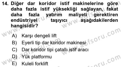 Lojistikte Teknoloji Kullanımı Dersi 2024 - 2025 Yılı (Final) Dönem Sonu Sınav Soruları 14. Soru