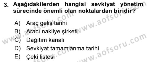 Lojistikte Teknoloji Kullanımı Dersi 2024 - 2025 Yılı (Final) Dönem Sonu Sınav Soruları 3. Soru