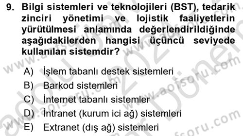 Lojistikte Teknoloji Kullanımı Dersi 2024 - 2025 Yılı (Final) Dönem Sonu Sınav Soruları 9. Soru