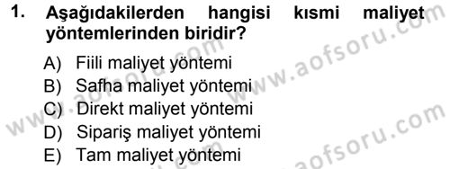 Lojistik Maliyetleri ve Raporlama 1 Dersi 2012 - 2013 Yılı (Vize) Ara Sınav Soruları 1. Soru