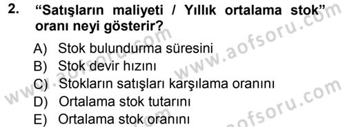 Lojistik Maliyetleri ve Raporlama 1 Dersi 2012 - 2013 Yılı (Vize) Ara Sınav Soruları 2. Soru