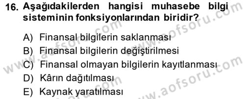 Lojistik Maliyetleri ve Raporlama 1 Dersi 2013 - 2014 Yılı (Final) Dönem Sonu Sınav Soruları 16. Soru