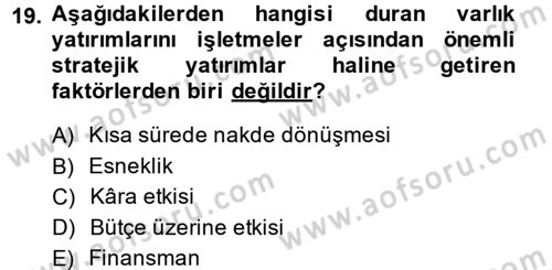 Lojistik Maliyetleri ve Raporlama 1 Dersi 2013 - 2014 Yılı (Final) Dönem Sonu Sınav Soruları 19. Soru