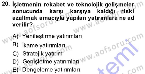 Lojistik Maliyetleri ve Raporlama 1 Dersi 2013 - 2014 Yılı (Final) Dönem Sonu Sınav Soruları 20. Soru