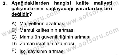 Lojistik Maliyetleri ve Raporlama 1 Dersi 2013 - 2014 Yılı (Final) Dönem Sonu Sınav Soruları 3. Soru