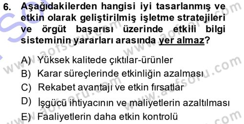 Lojistik Maliyetleri ve Raporlama 1 Dersi 2013 - 2014 Yılı (Final) Dönem Sonu Sınav Soruları 6. Soru