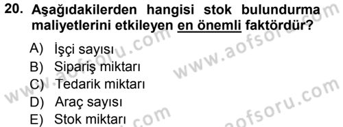 Lojistik Maliyetleri ve Raporlama 1 Dersi 2014 - 2015 Yılı (Vize) Ara Sınav Soruları 20. Soru