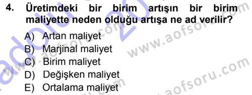 Lojistik Maliyetleri ve Raporlama 1 Dersi 2014 - 2015 Yılı (Vize) Ara Sınav Soruları 4. Soru