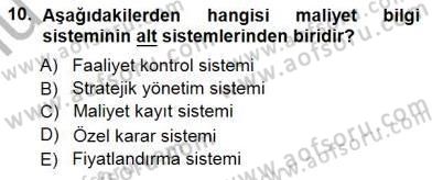 Lojistik Maliyetleri ve Raporlama 1 Dersi 2014 - 2015 Yılı (Final) Dönem Sonu Sınav Soruları 10. Soru