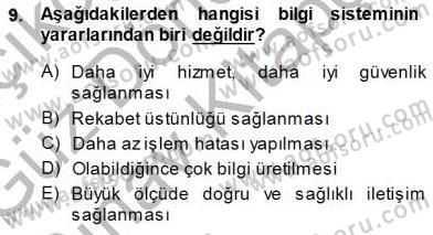 Lojistik Maliyetleri ve Raporlama 1 Dersi 2014 - 2015 Yılı (Final) Dönem Sonu Sınav Soruları 9. Soru