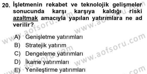 Lojistik Maliyetleri ve Raporlama 1 Dersi 2015 - 2016 Yılı (Final) Dönem Sonu Sınav Soruları 20. Soru
