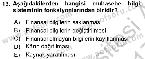 Lojistik Maliyetleri ve Raporlama 1 Dersi 2016 - 2017 Yılı 3 Ders Sınav Soruları 13. Soru