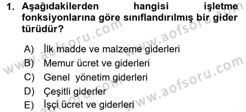 Lojistik Maliyetleri ve Raporlama 1 Dersi 2016 - 2017 Yılı (Vize) Ara Sınav Soruları 1. Soru