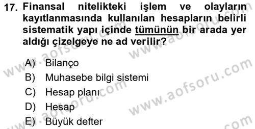 Lojistik Maliyetleri ve Raporlama 1 Dersi 2016 - 2017 Yılı (Final) Dönem Sonu Sınav Soruları 17. Soru