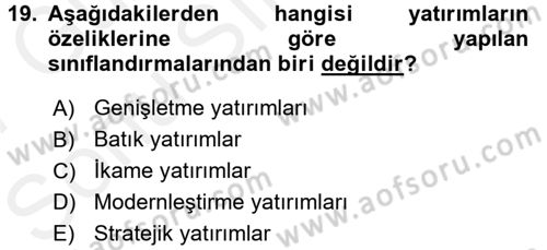 Lojistik Maliyetleri ve Raporlama 1 Dersi 2016 - 2017 Yılı (Final) Dönem Sonu Sınav Soruları 19. Soru